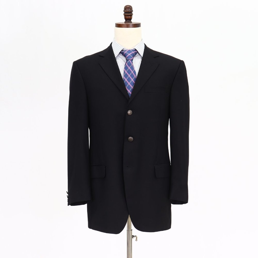 Lubiam 40R Navy Solid 3-Button Sport Coat Blazer Jacket O985
